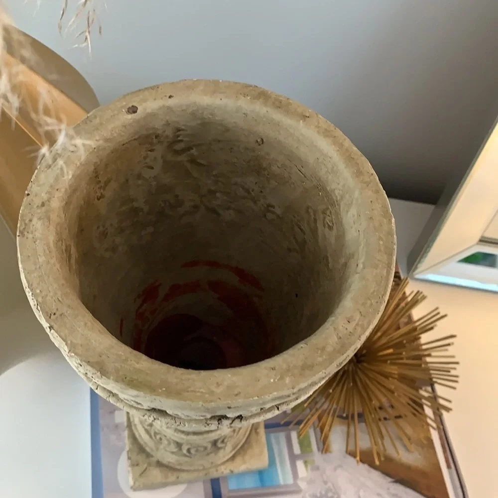 BEAUTIFUL Ornate SCROLLED‎ Cement VASE stone